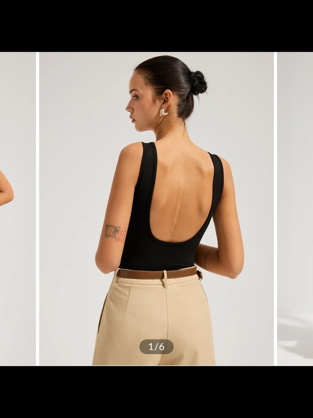 NWT Commense Black Bra-Free Backless Square Neck Bodysuit, Large